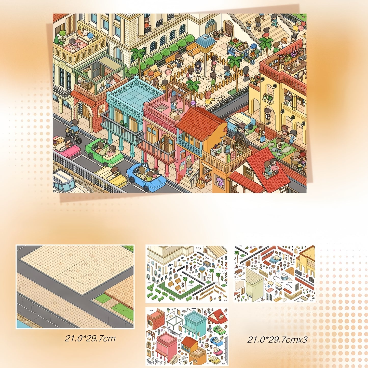 Vacation Time 3D Sticker | 2 Cute Miniature Scenes