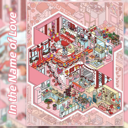 Fantasy Apartments 3D Sticker | 4 Cute Miniature Scenes