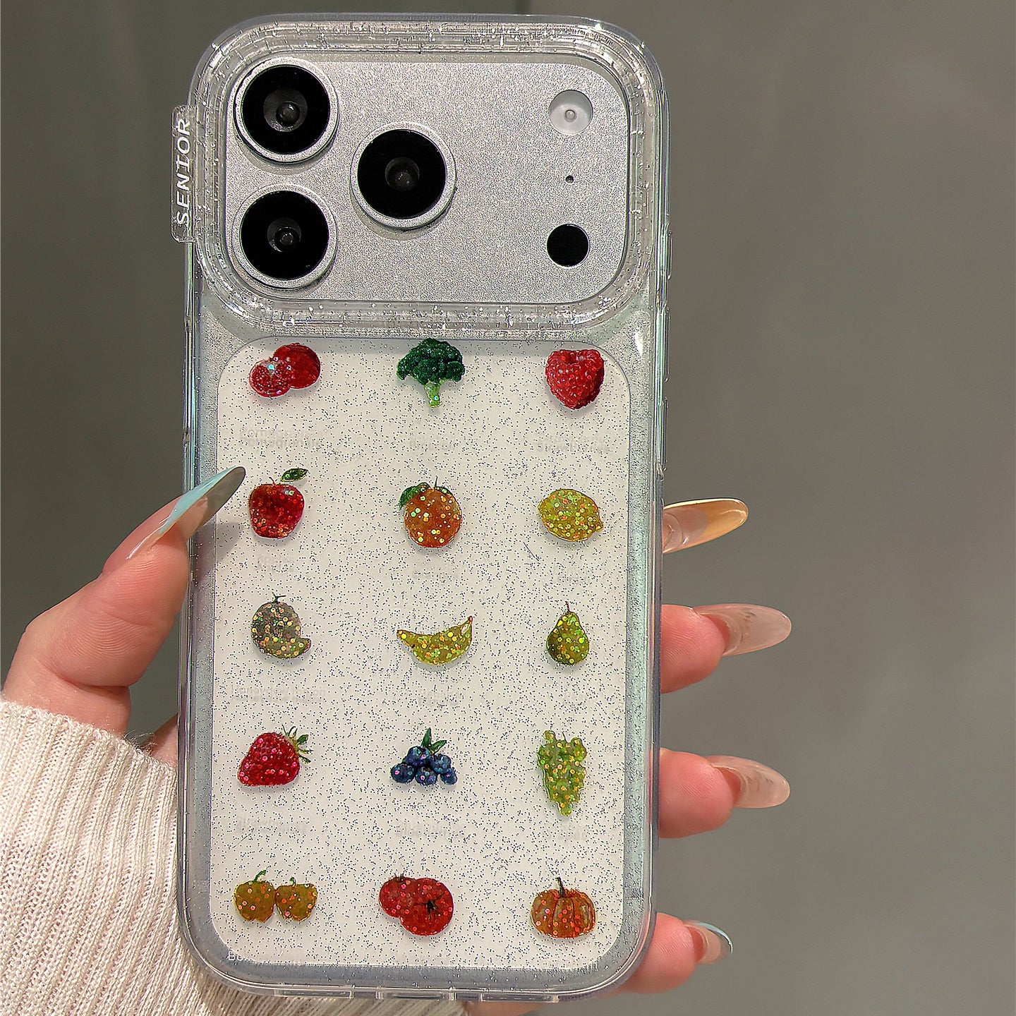 Grid Fruit Illustration Acrylic Phone Case