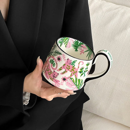 Pink Leopard Rainforest Adventure Ceramic Mug