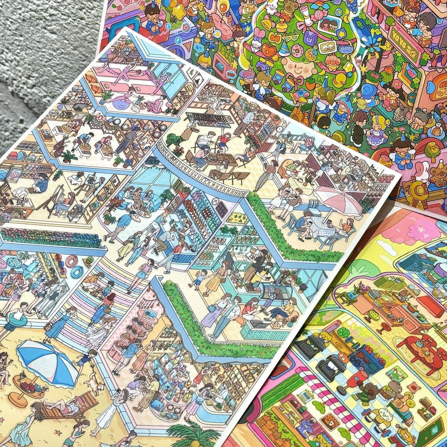 Glow Route 3D Sticker | 3 Cute Miniature Scenes