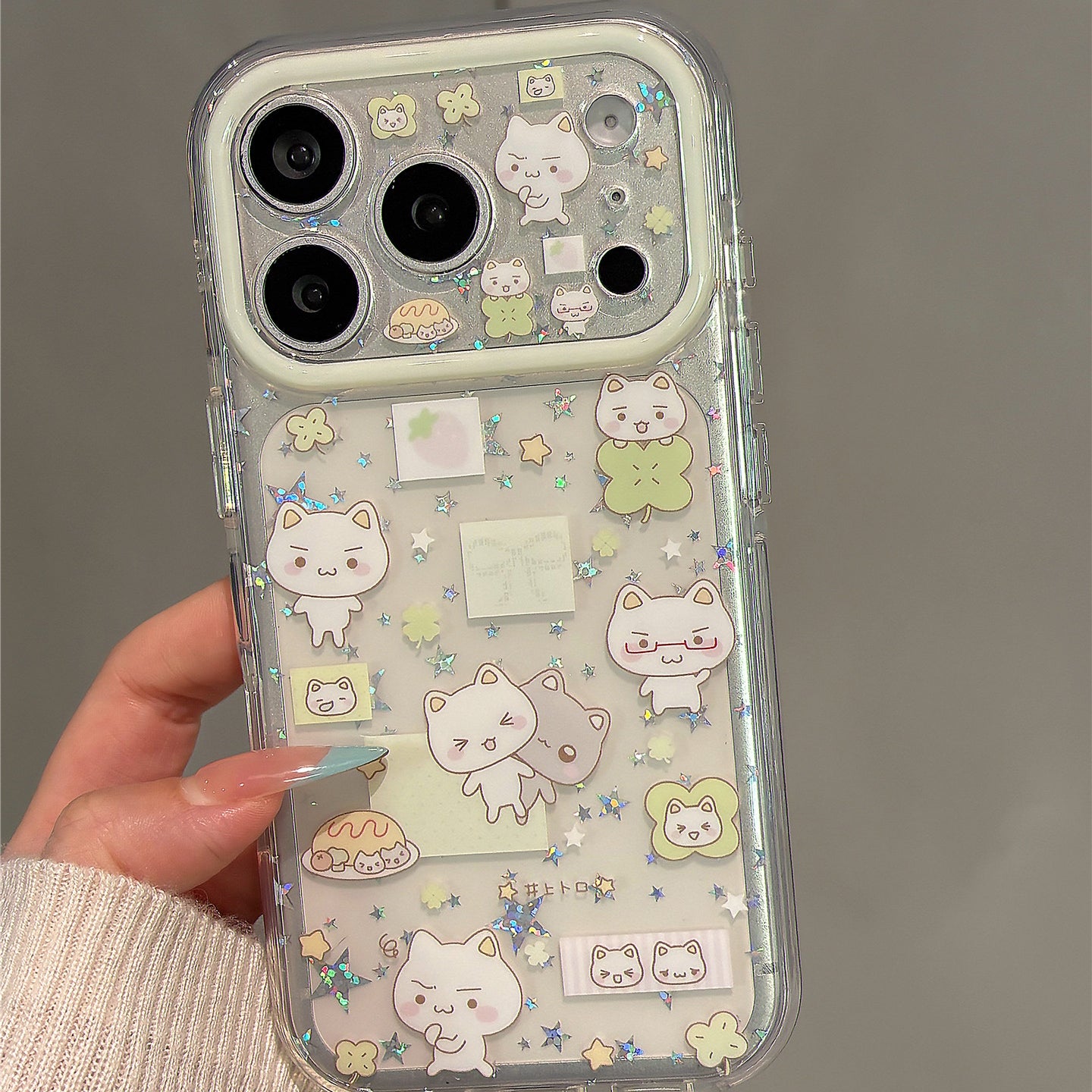 Four-Leaf Clover Cat Sticky Note Acrylic Phone Case