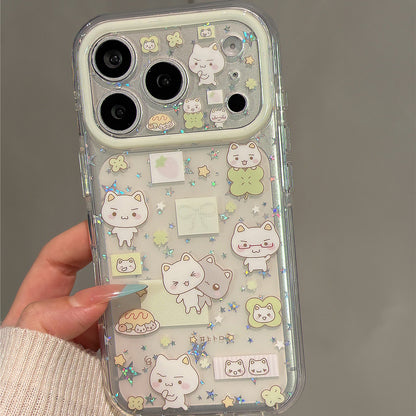 Four-Leaf Clover Cat Sticky Note Acrylic Phone Case