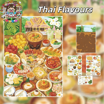 Asian Flavour Trail 3D Sticker | 4 Cute Miniature Scenes
