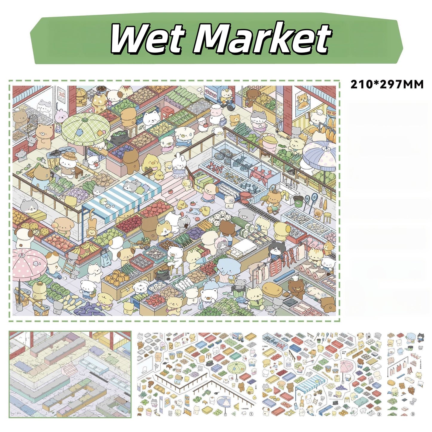 City Alive 3D Sticker | 5 Cute Miniature Scenes
