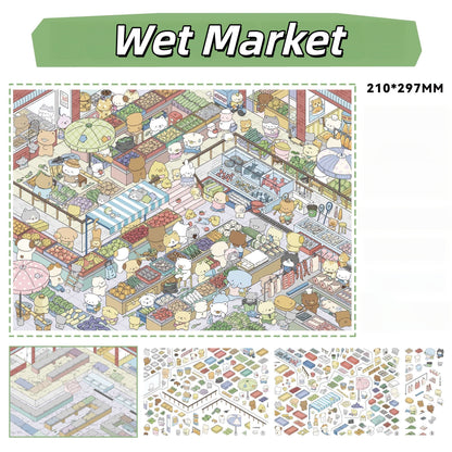 City Alive 3D Sticker | 5 Cute Miniature Scenes