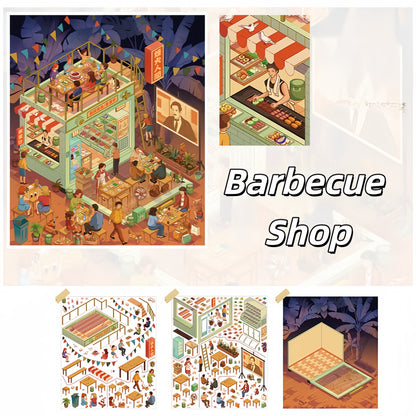 Snack Shop 3D Sticker | 2 Cute Miniature Scenes