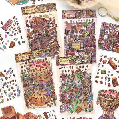 Dark Fantasy 3D Sticker | 4 Cute Miniature Scenes