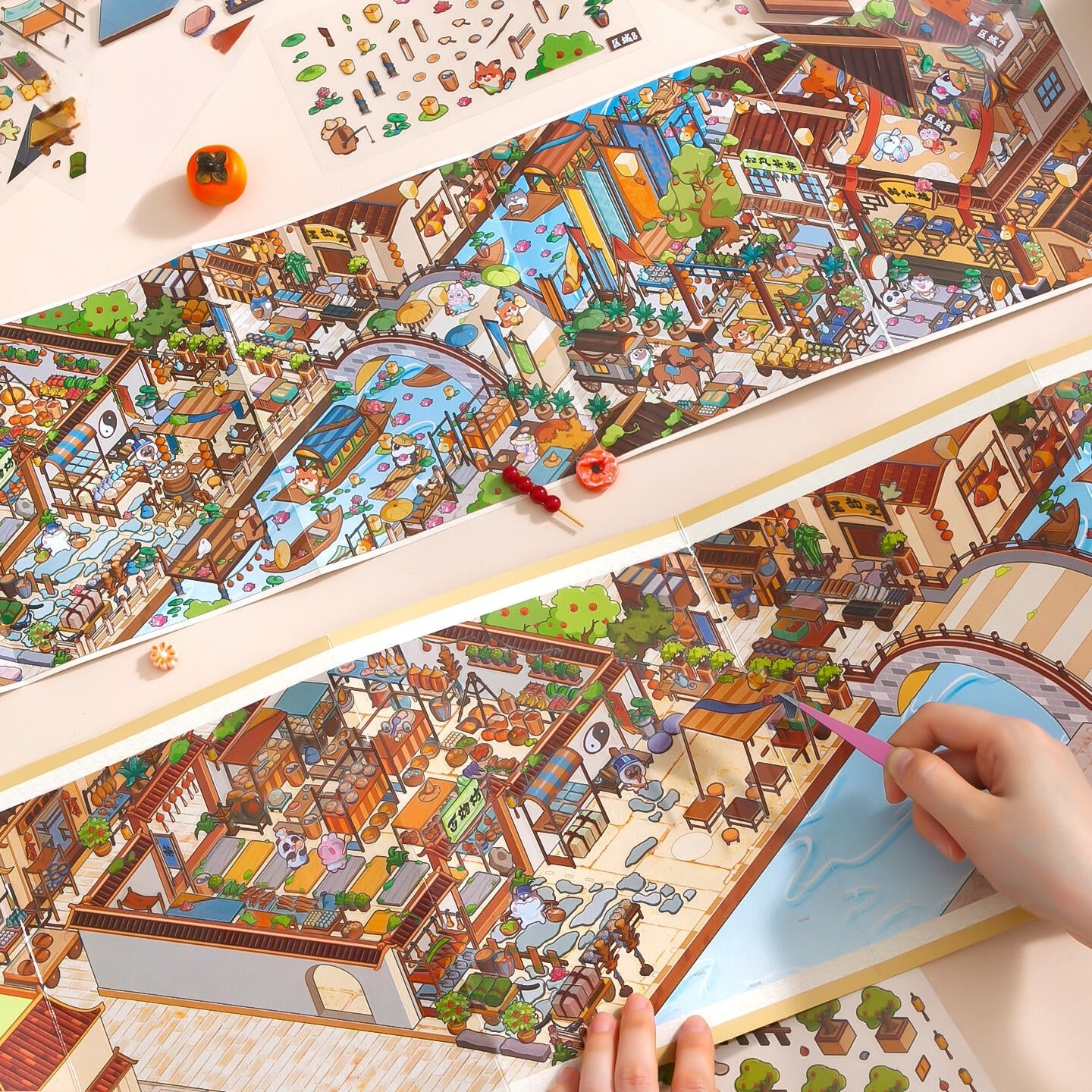 Eight-Fold Ancient Scenes 3D Sticker | 2 Cute Miniature Scenes