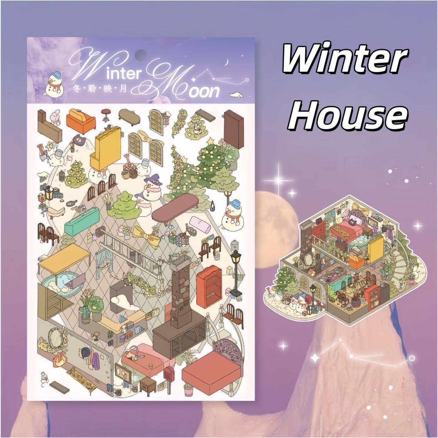 Four Seasons House 3D Sticker | 4 Cute Miniature Scenes