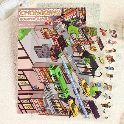 Traveling Through China 3D Sticker | 4 Cute Miniature Scenes