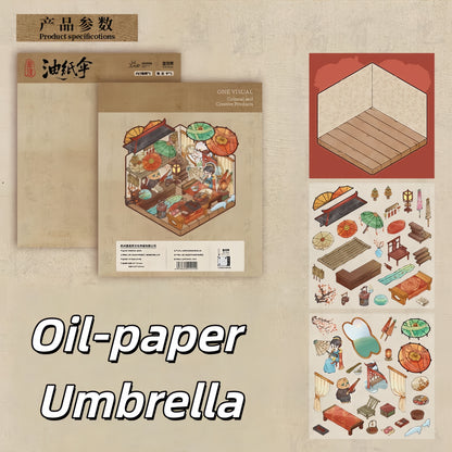 Intangible Cultural Heritage 3D Sticker | 4 Cute Miniature Scenes