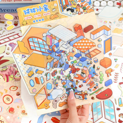 Dream Villa 3D Sticker | 4 Cute Miniature Scenes