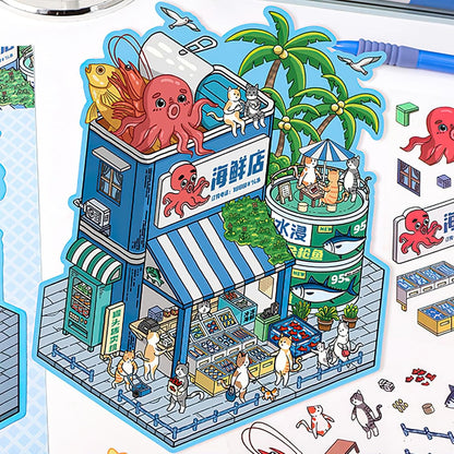 Miniature Shop 3D Sticker | 2 Cute Miniature Scenes