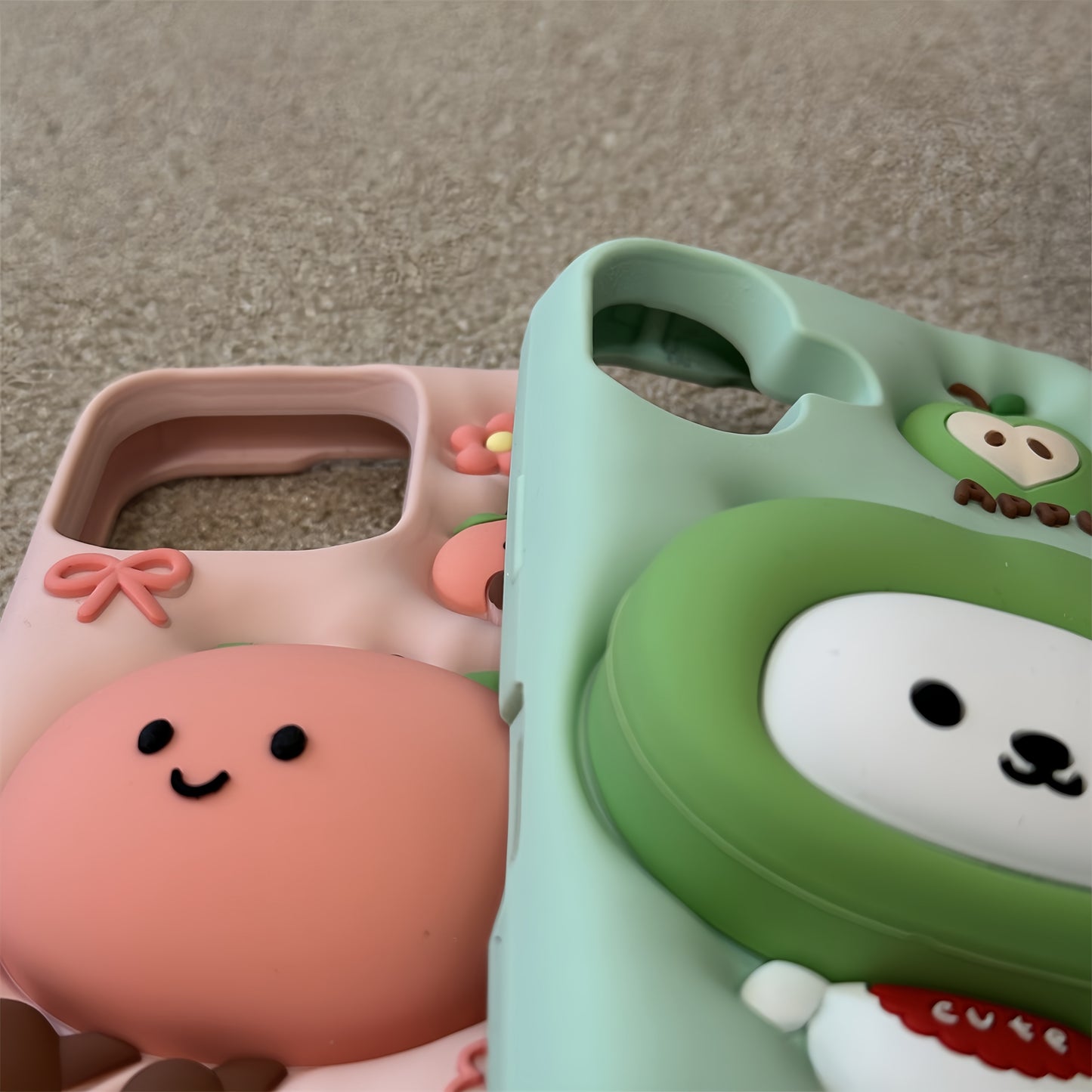 Green Apple Bear and Peach Silicone Phone Case