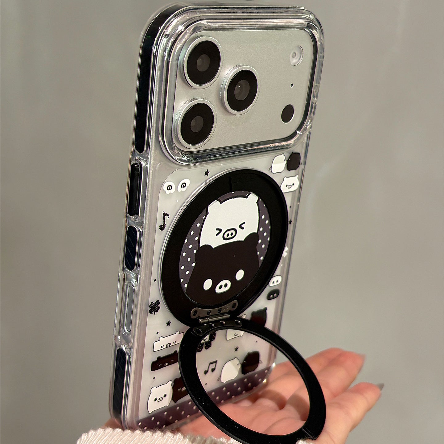 Black and White Pig Acrylic Phone Case