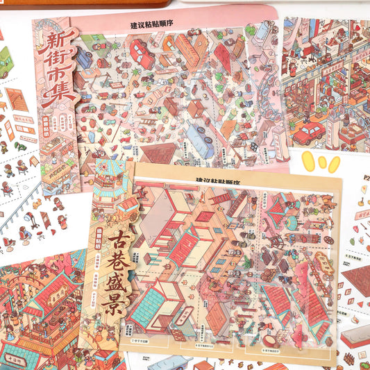 City’s Chronicles 3D Sticker | 2 Cute Miniature Scenes