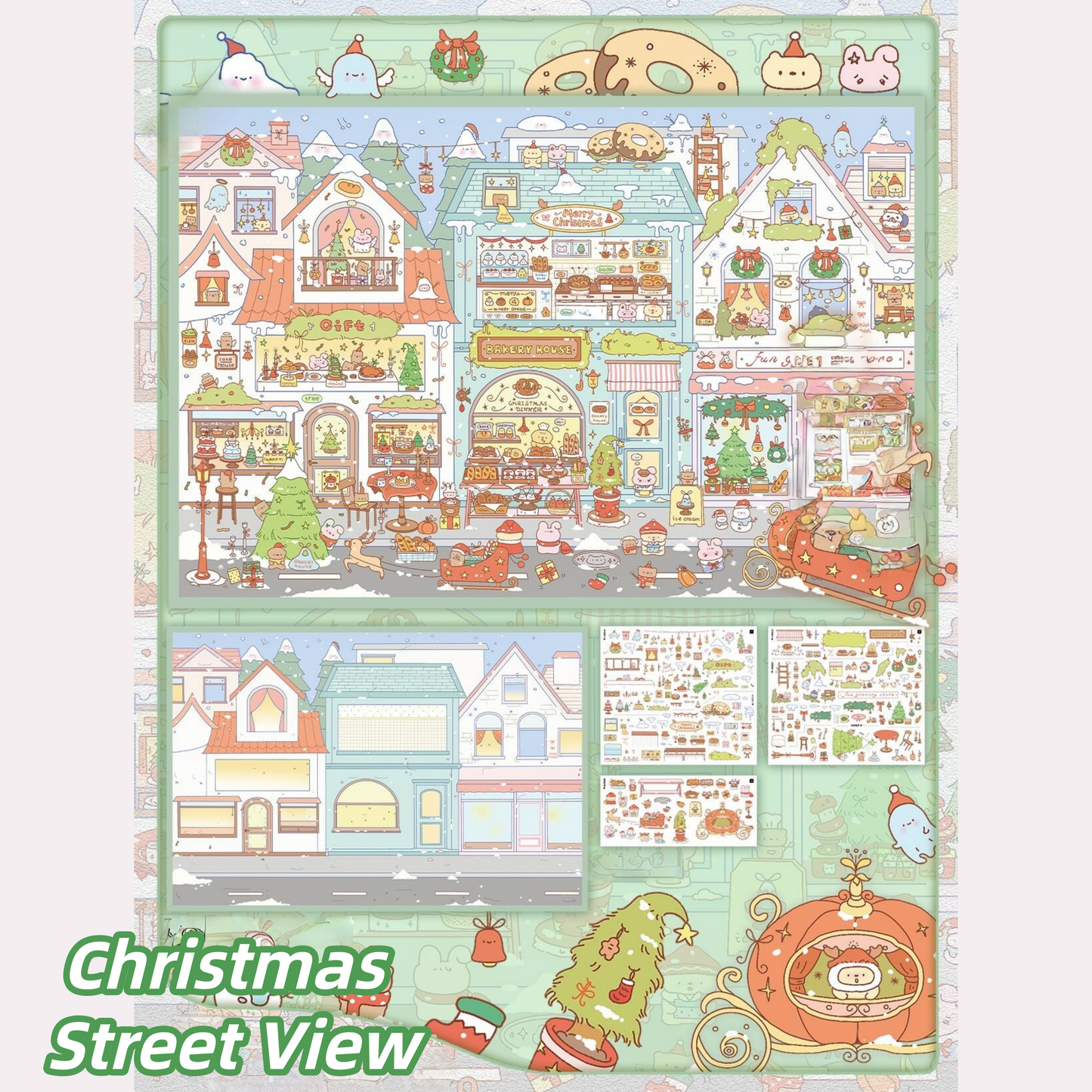 Winter Cottage 3D Sticker | 2 Cute Miniature Scenes