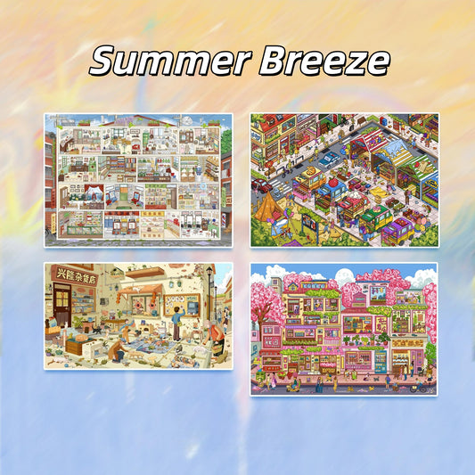 Summer Breeze 3D Sticker | 4 Cute Miniature Scenes