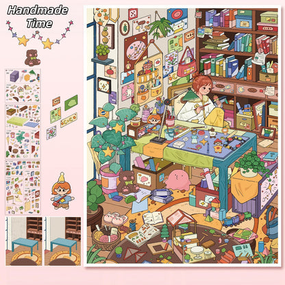 A Quiet Afternoon 3D Sticker | 2 Cute Miniature Scenes