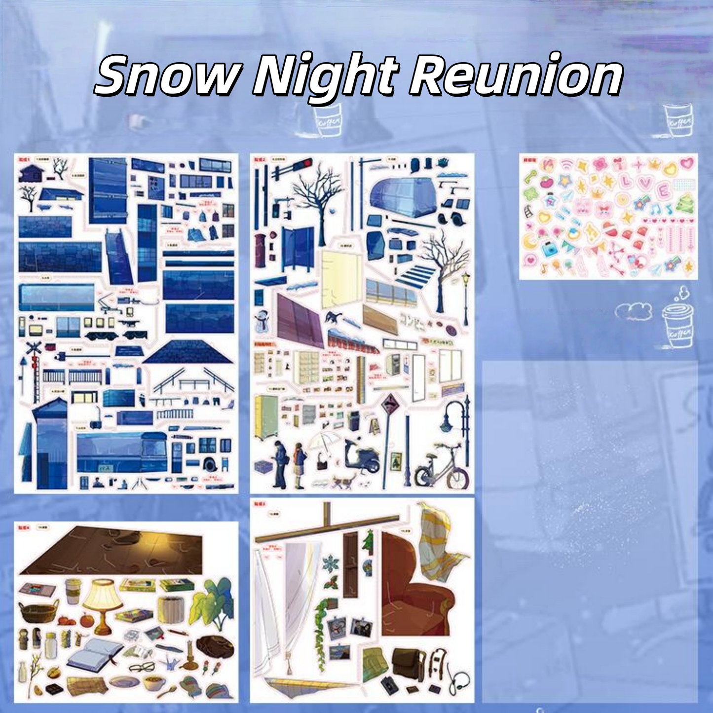 Winter Love Song 3D Sticker | 3 Cute Miniature Scenes