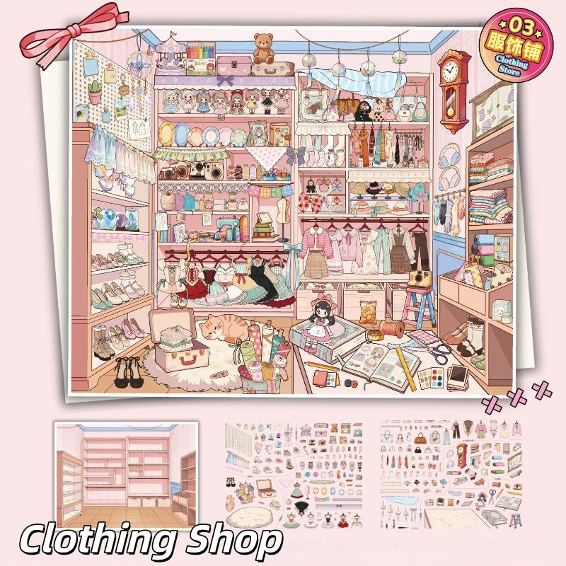 Shelf Display 3D Sticker | 4 Cute Miniature Scenes