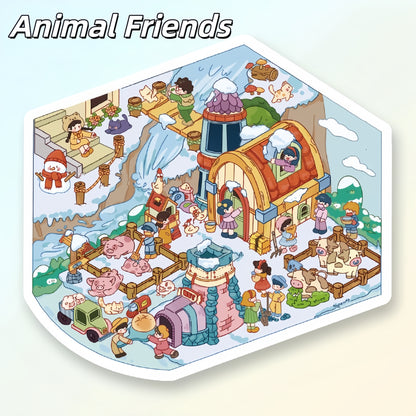 Sweet Farm 3D Sticker | 4 Cute Miniature Scenes