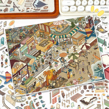 World Streetscape 3D Sticker | 2 Cute Miniature Scenes