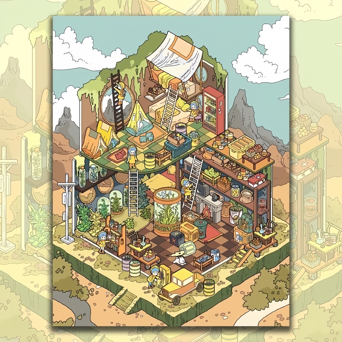 Mysterious Place 3D Sticker | 4 Cute Miniature Scenes