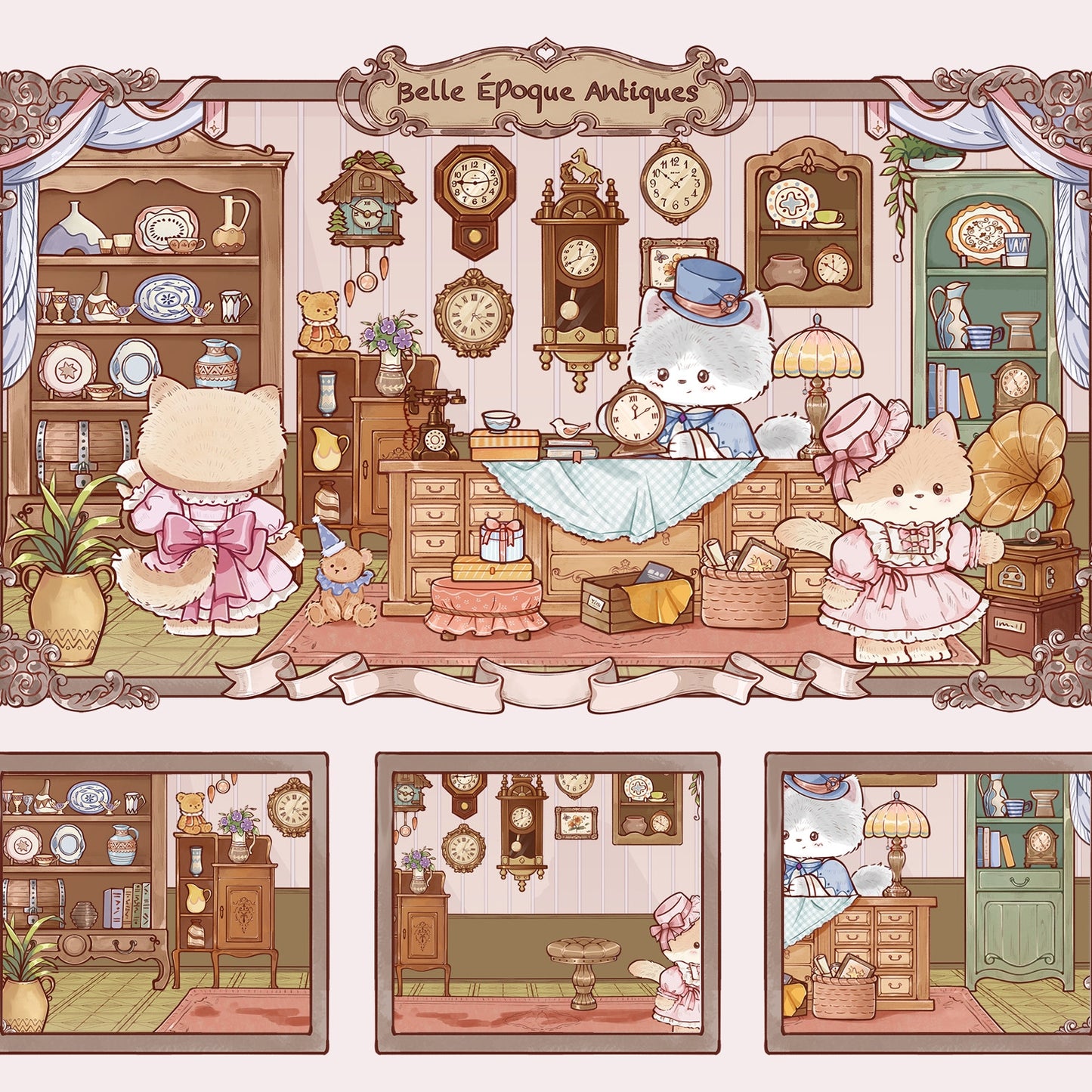 Cat’s World 3D Sticker | 4 Cute Miniature Scenes