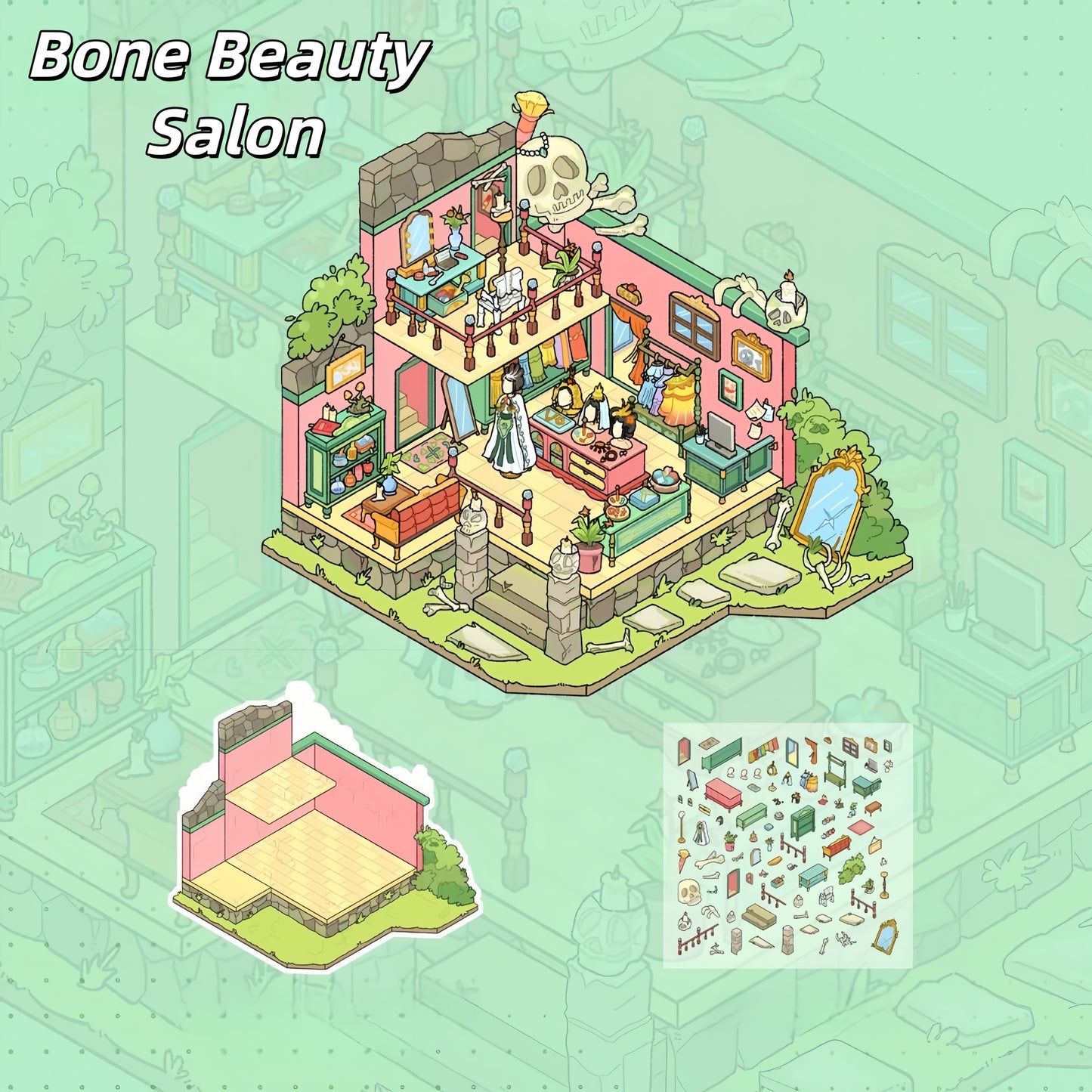 Monster Merchants 3D Sticker | 4 Cute Miniature Scenes