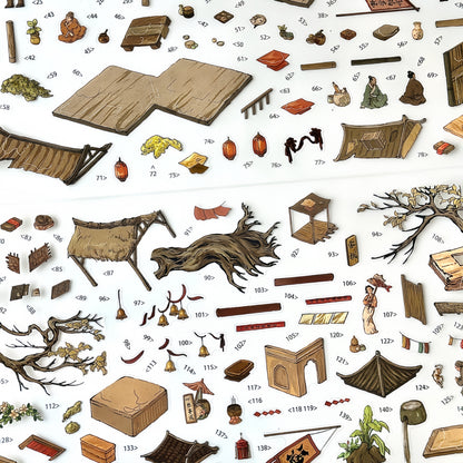 Ancient Taverns and Tea Houses 3D Sticker | 2 Cute Miniature Scenes