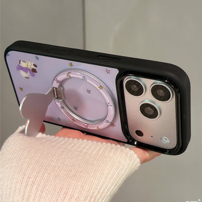 Lavender Purple Star Cat Magnetic Stand Acrylic Phone Case