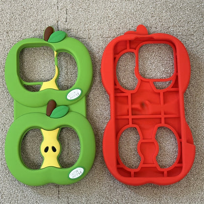 Hollow-Out Green & Red Apple Silicone Phone Case