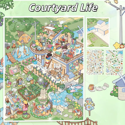 Dreamy Village 3D Sticker | 4 Cute Miniature Scenes