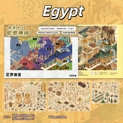 Civilizations of Old 3D Sticker | 3 Cute Miniature Scenes