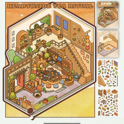 Old Days 3D Sticker | 4 Cute Miniature Scenes