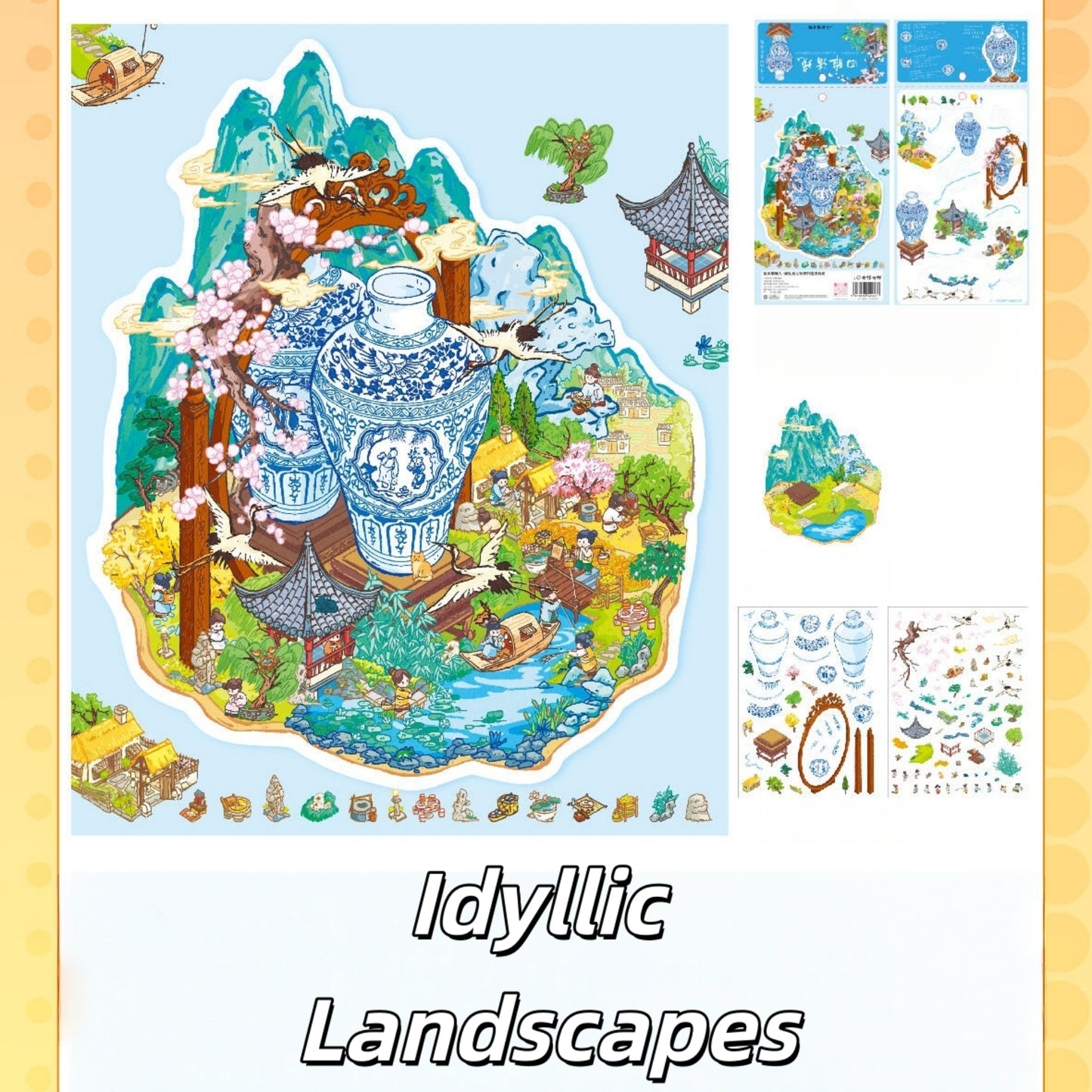 Historical Fantasy 3D Sticker | 5 Cute Miniature Scenes