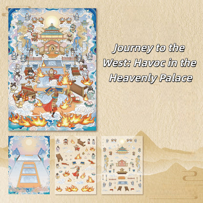 Classical Masterpieces Series 3D Sticker | 4 Cute Miniature Scenes