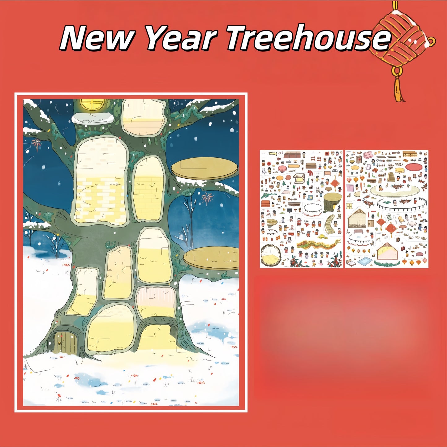 Chinese New Year 3D Sticker | 2 Cute Miniature Scenes
