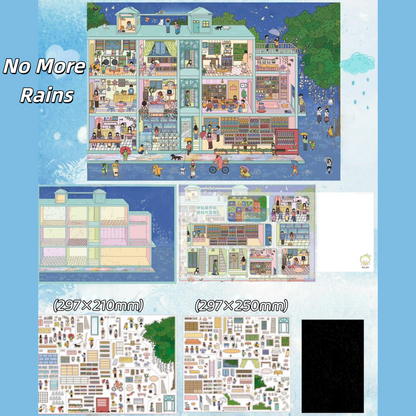 Four Seasons Street 3D Sticker | 4 Cute Miniature Scenes