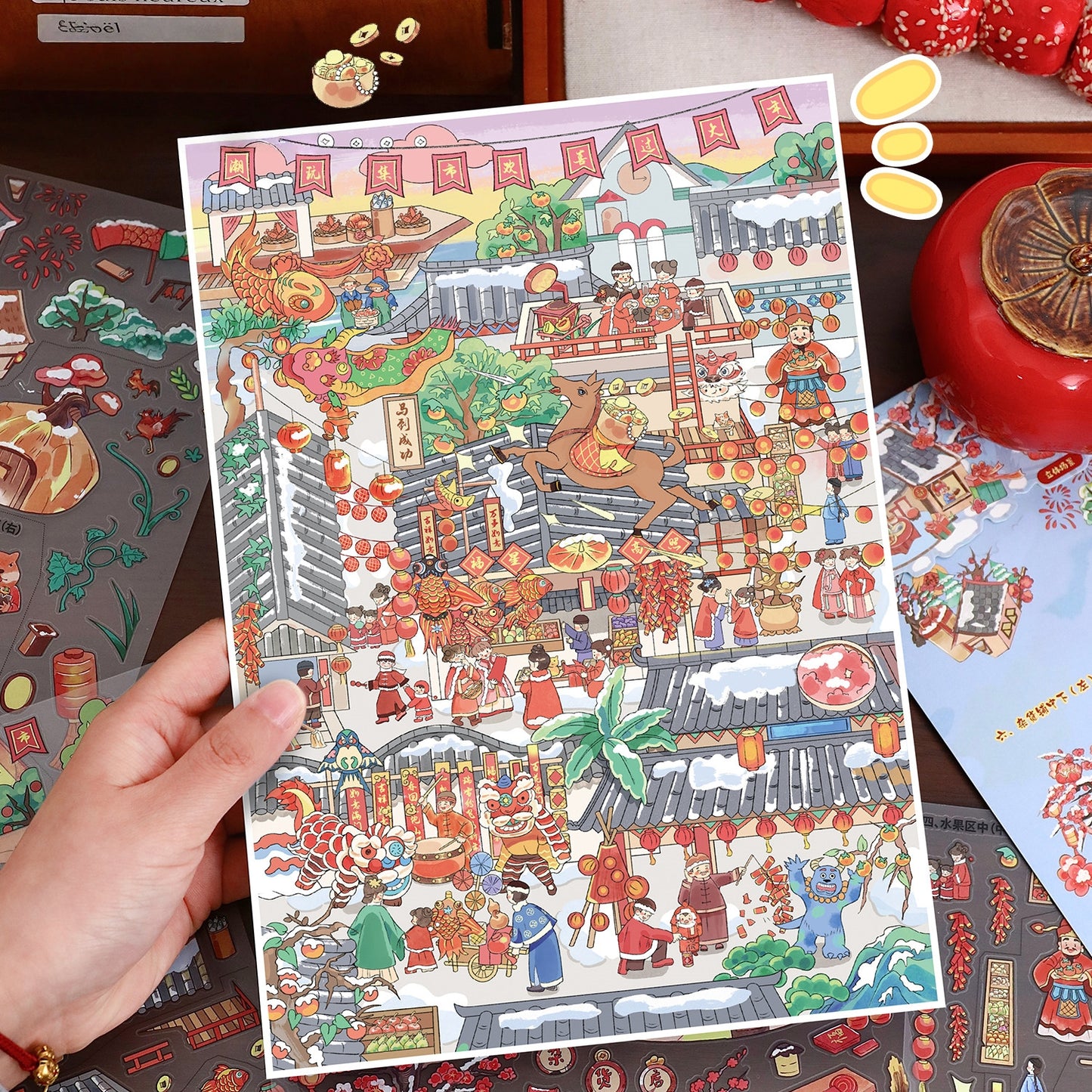 Happy New Year 3D Sticker | 2 Cute Miniature Scenes