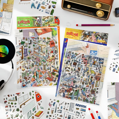 Fantastic Street 3D Sticker | 2 Cute Miniature Scenes