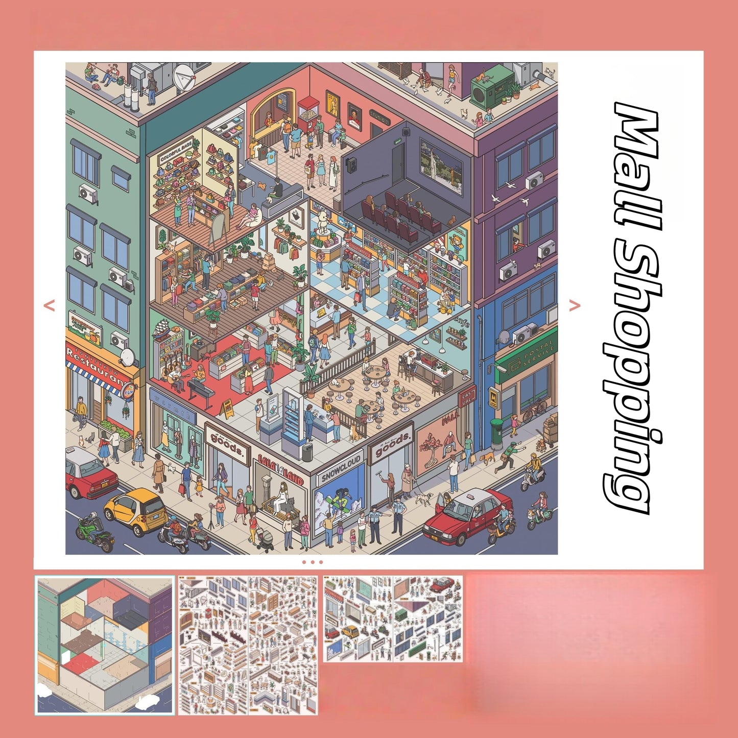 Metropolis 3D Sticker | 4 Cute Miniature Scenes