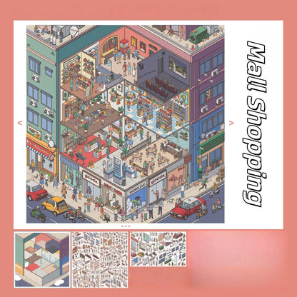 Metropolis 3D Sticker | 4 Cute Miniature Scenes