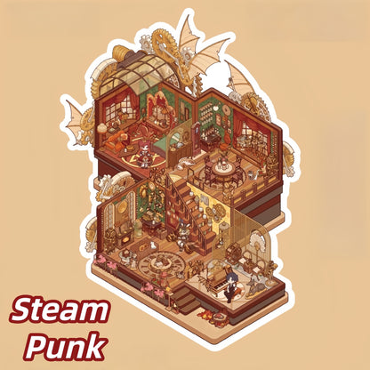 Whimsy House 3D Sticker | 4 Cute Miniature Scenes