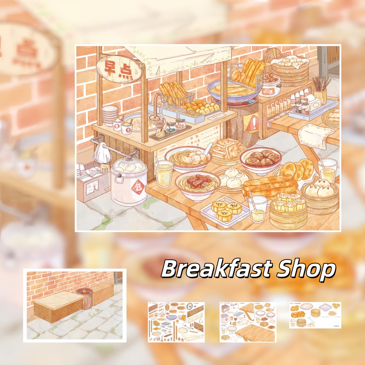 Let’s Eat Together 3D Sticker | 4 Cute Miniature Scenes