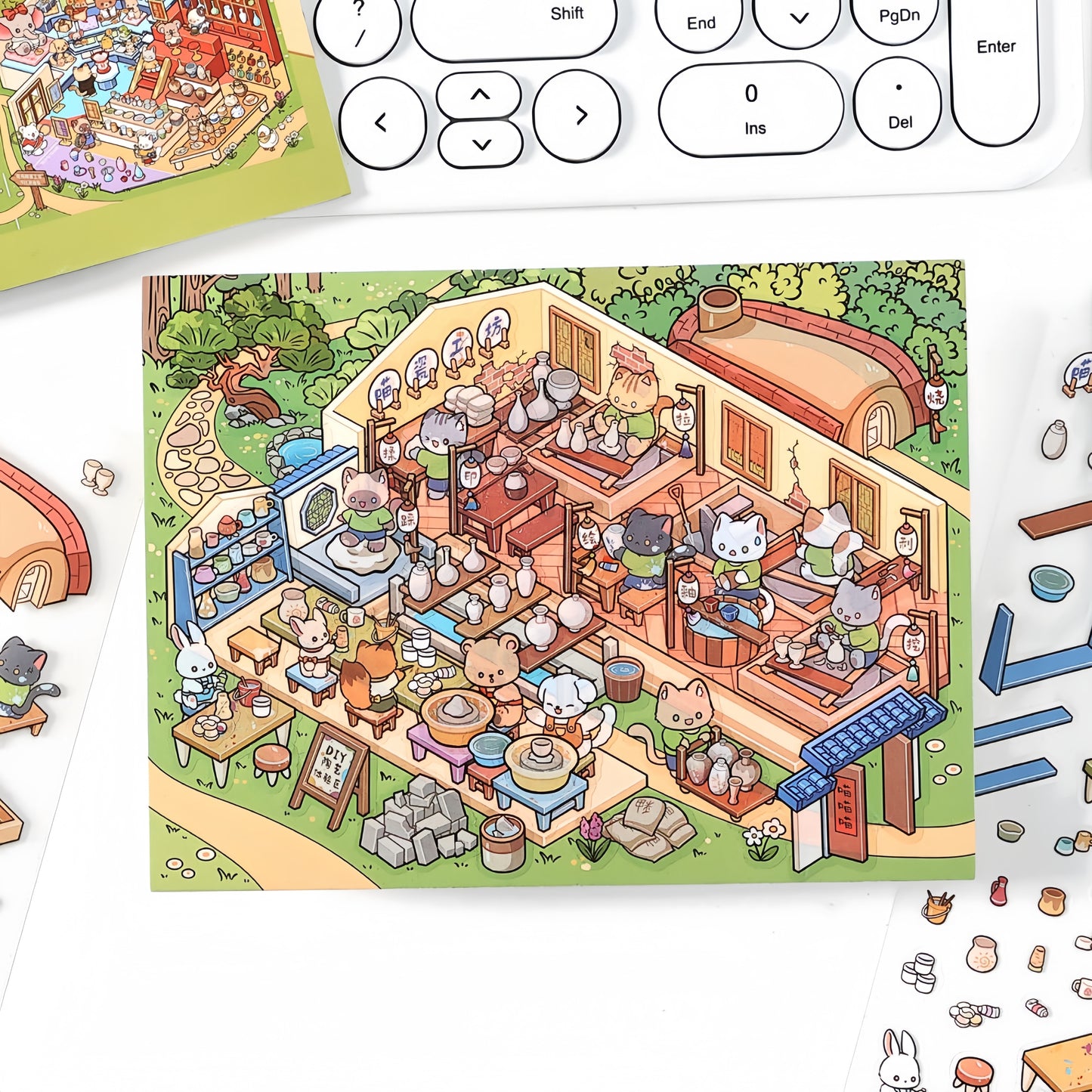 Simulation Management 3D Sticker | 4 Cute Miniature Scenes