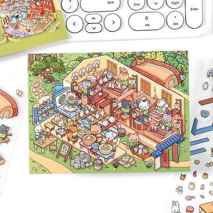 Simulation Management 3D Sticker | 4 Cute Miniature Scenes