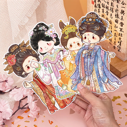 Chinese Costume Restoration 3D Sticker | 4 Cute Miniature Scenes